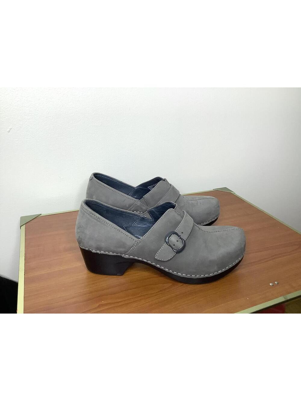 < Dansko Tamara Grey Suede Leather Clogs Size 9.5 > - Picture 2 of 8